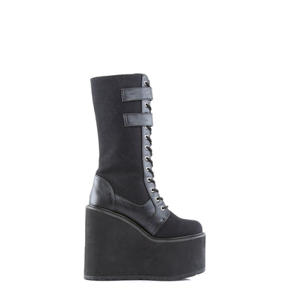 DemoniaCult Frauenstiefel SWING-221 BLK Canvas-Vegan Leder