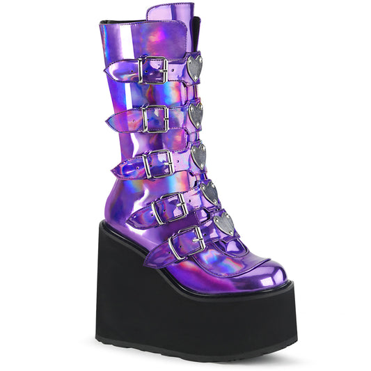 DemoniaCult Frauenstiefel SWING-230 Lila Holo