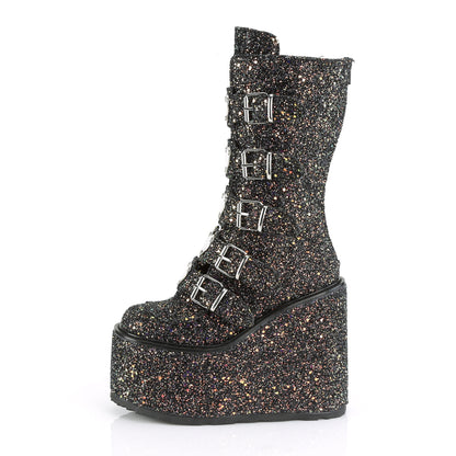 DemoniaCult Frauenstiefel SWING-230g BLK Multi Glitter