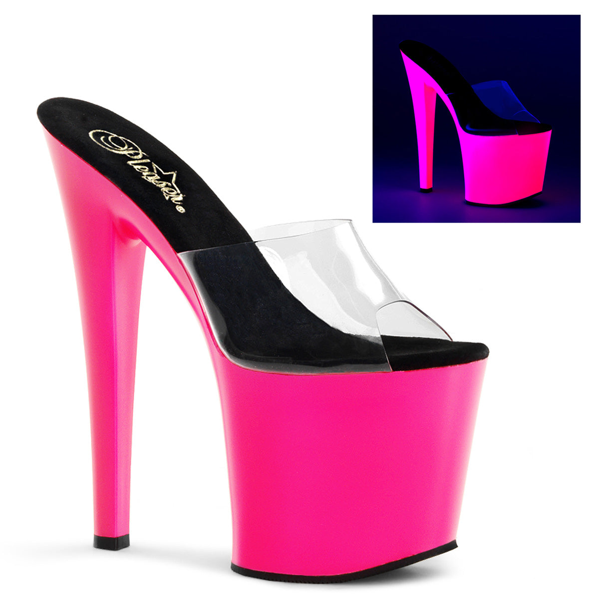 Pleaser Damen Sandalen TABOO-701UV CLR / NEON PINK