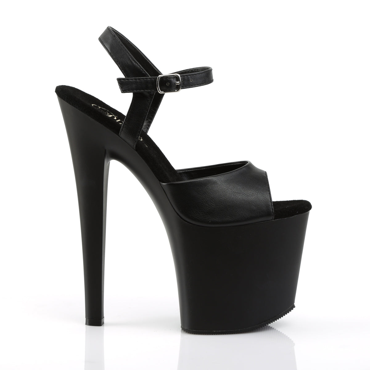 Pleaser Womens Sandals TABOO-709 Blk Faux Leather/Blk Matte