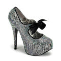 Bordello Frauenpumpen TEEZE-04R irisierende Rhinestone.