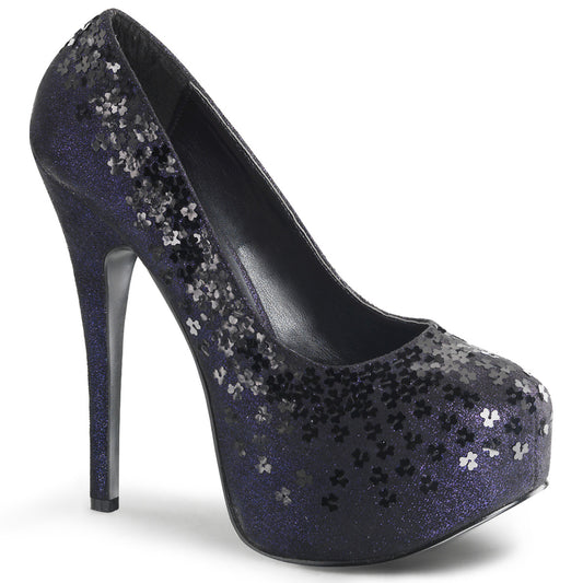 Fabulicious Frauenpumpen TEEZE-06SQ Navy Blue Pailletten metallischer Stoff