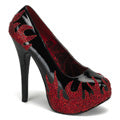 Bordello Frauenpumpen TEEZE-27 blk pat-rot RSTN
