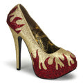 Bordello Frauenpumpen TEEZE-27 Gold Mini Gltr-Red RSTN