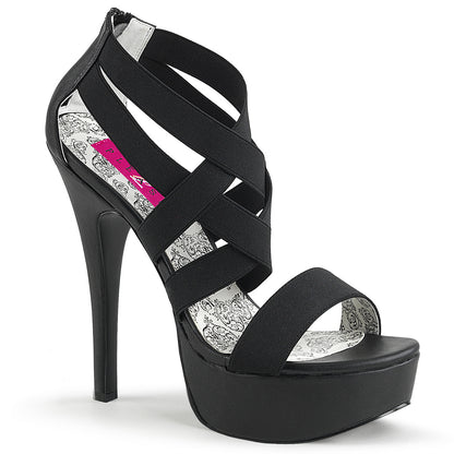 Pleaser Pink Label Womens Pumps TEEZE-47W Blk Elasticated Band/Blk