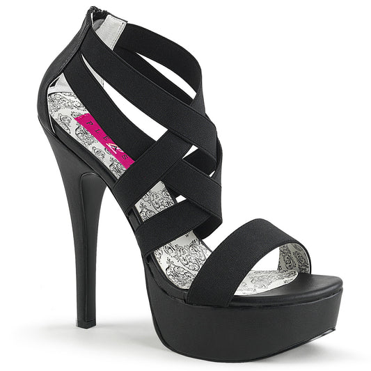 Pleaser Pink Label Womens Pumps TEEZE-47W Blk Elasticated Band/Blk