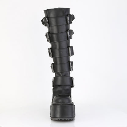 DemoniaCult Women's Mid-Calf & Knee High Boots TRANSFORMER-800 Blk Vegan Leather