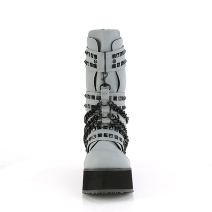DemoniaCult Herrenstiefel TRASHVILLE-138 graues multi -reflektierendes veganes Leder