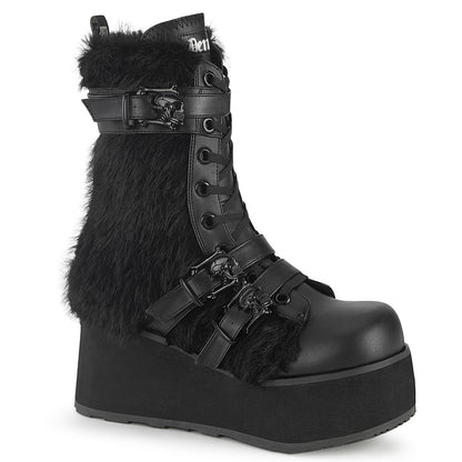 DemoniaCult Mens  TRASHVILLE-218 Blk Vegan Leather-Faux Fur