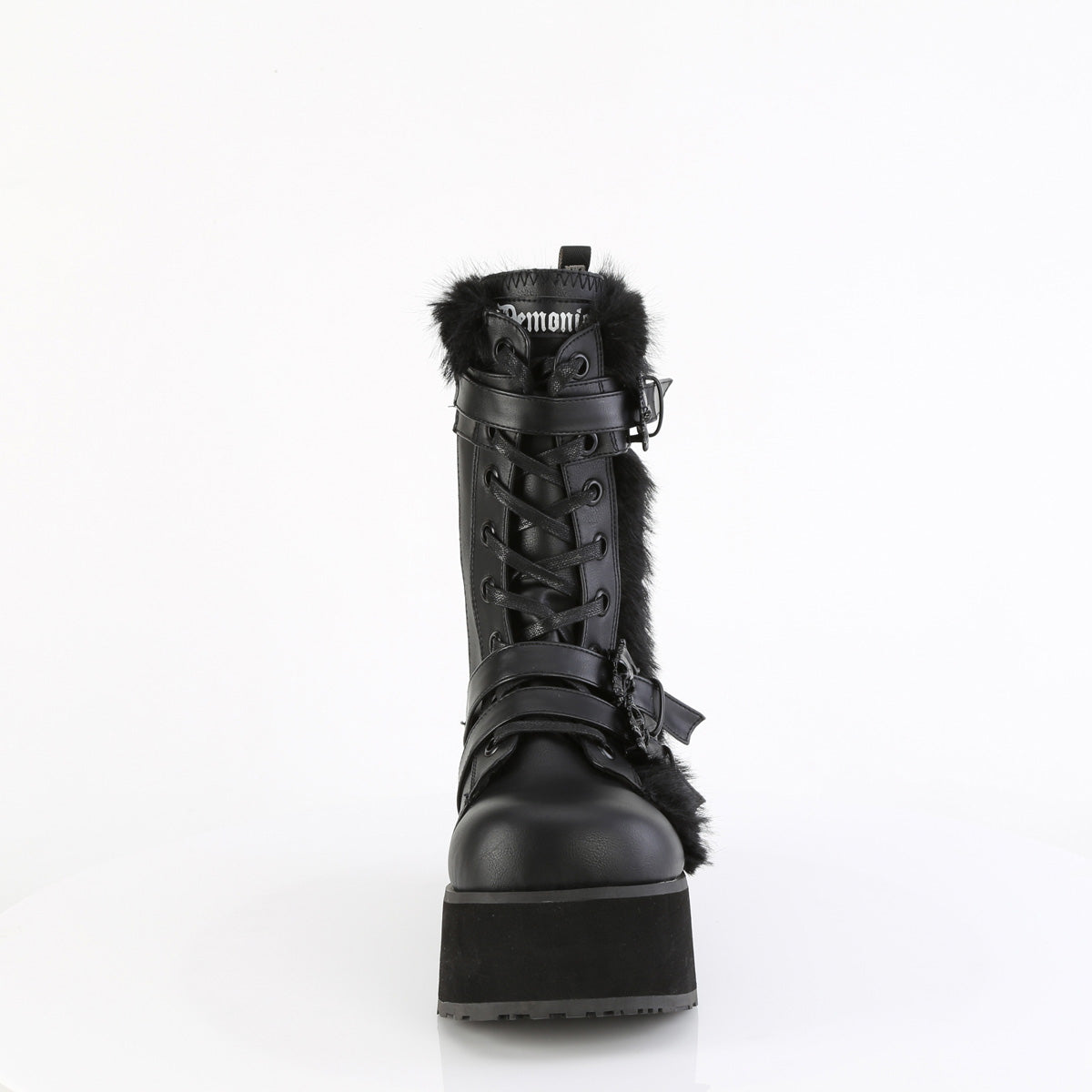 DemoniaCult Herren  TRASHVILLE-218 BLK Vegan Leder-Faux Fell