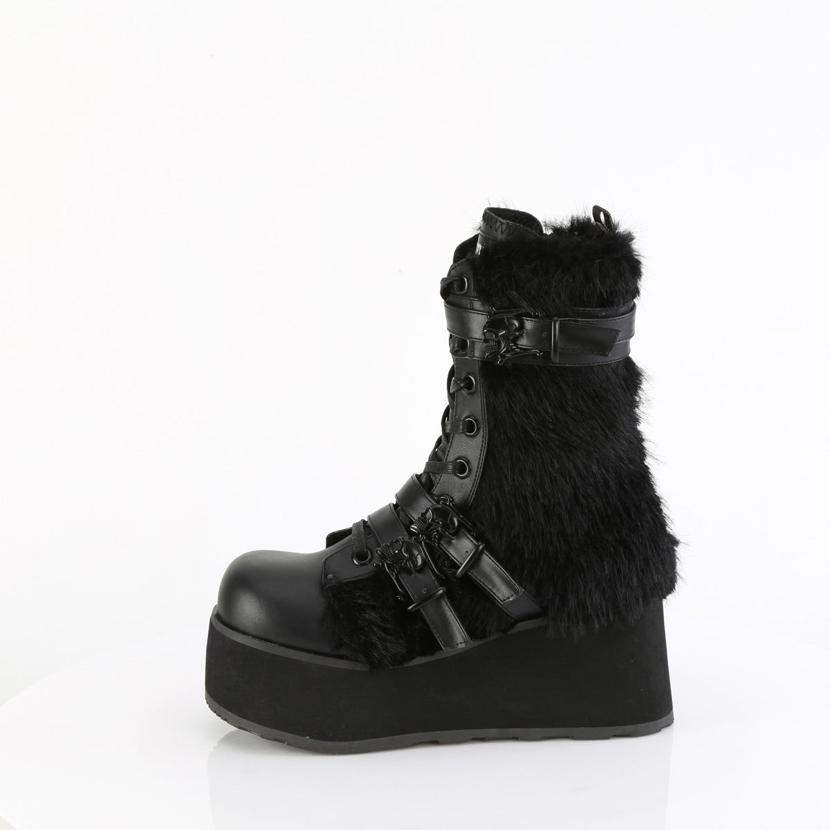 DemoniaCult Herren  TRASHVILLE-218 BLK Vegan Leder-Faux Fell