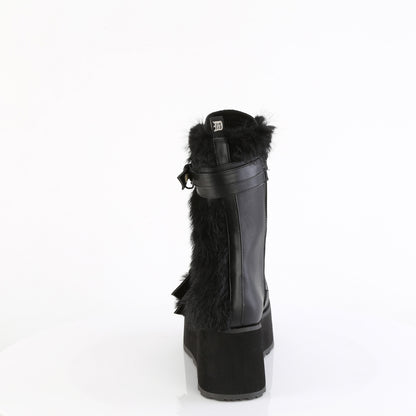 DemoniaCult Mens  TRASHVILLE-218 Blk Vegan Leather-Faux Fur