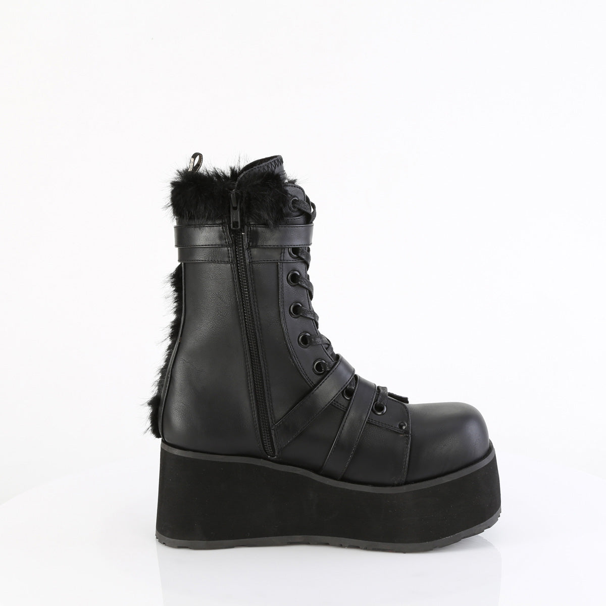 DemoniaCult Herren  TRASHVILLE-218 BLK Vegan Leder-Faux Fell