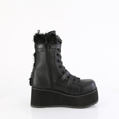 DemoniaCult Mens  TRASHVILLE-218 Blk Vegan Leather-Faux Fur