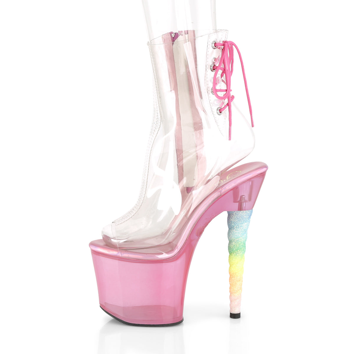 Pleaser Damen Knöchelstiefel unicorn-1018c CLR / Bubble Kaugummi Rosa getönt