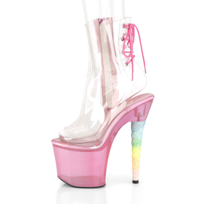 Pleaser Damen Knöchelstiefel unicorn-1018c CLR / Bubble Kaugummi Rosa getönt