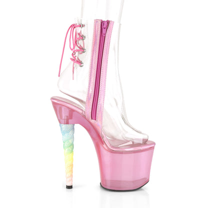 Pleaser Damen Knöchelstiefel unicorn-1018c CLR / Bubble Kaugummi Rosa getönt
