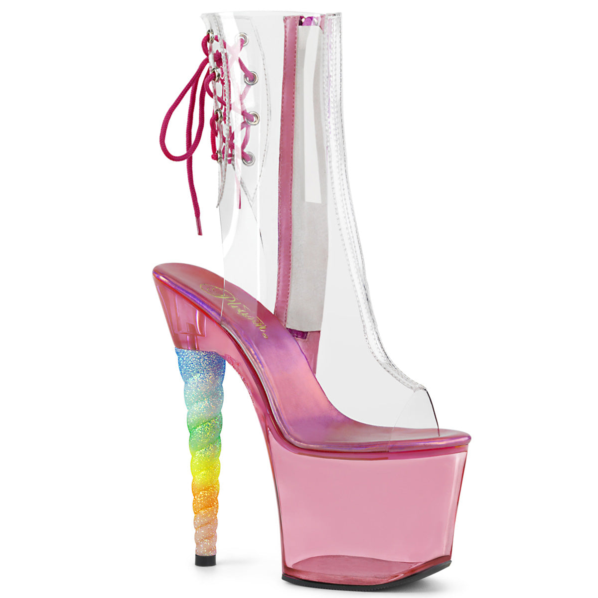 Pleaser Damen Knöchelstiefel unicorn-1018c CLR / Bubble Kaugummi Rosa getönt