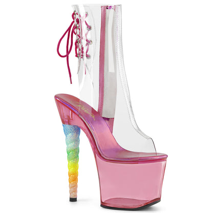 Pleaser Damen Knöchelstiefel unicorn-1018c CLR / Bubble Kaugummi Rosa getönt