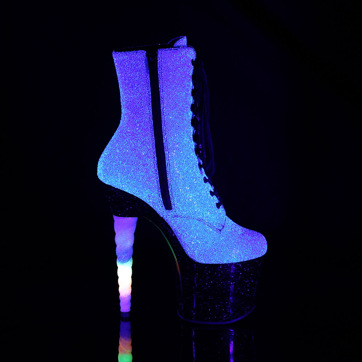 Pleaser Damen Knöchelstiefel unicorn-1020g Purple-Blue Glitter / BLK