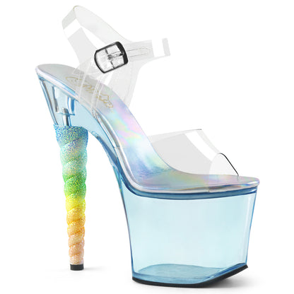 Pleaser Damen Sandalen Unicorn-708T CLR / Baby Blue getönt