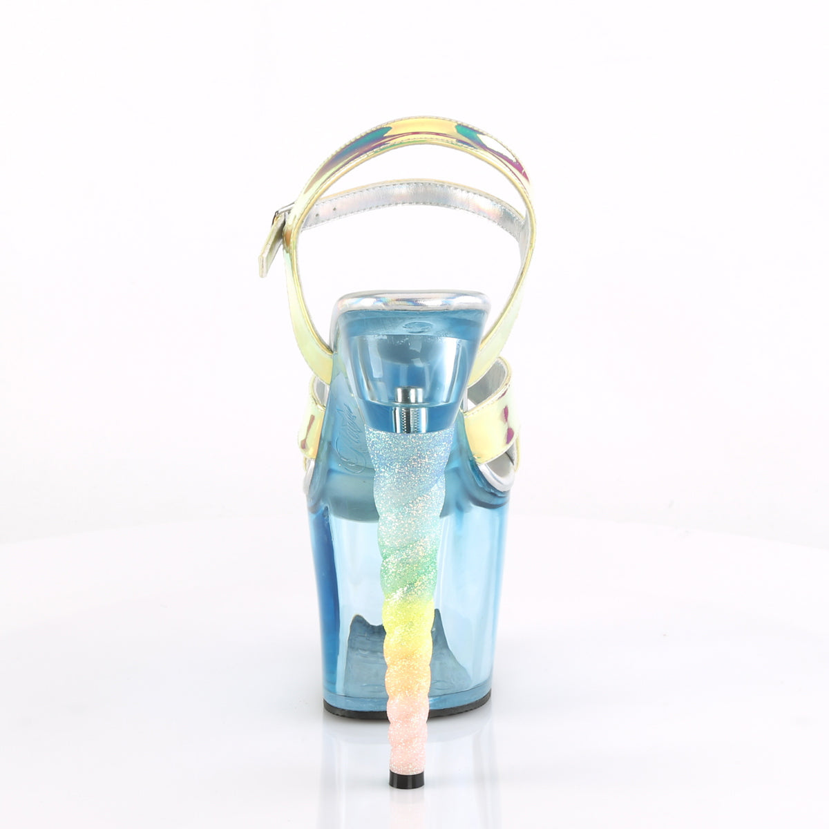 Pleaser Damen Sandalen Unicorn-711T grüne Verschiebung TPU / Baby Blau getönt
