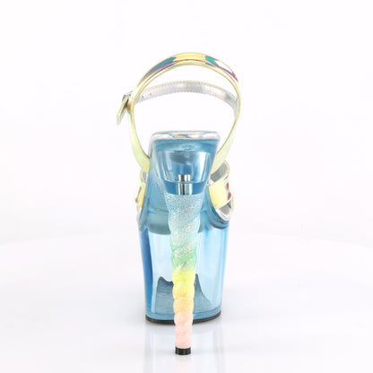 Pleaser Damen Sandalen Unicorn-711T grüne Verschiebung TPU / Baby Blau getönt