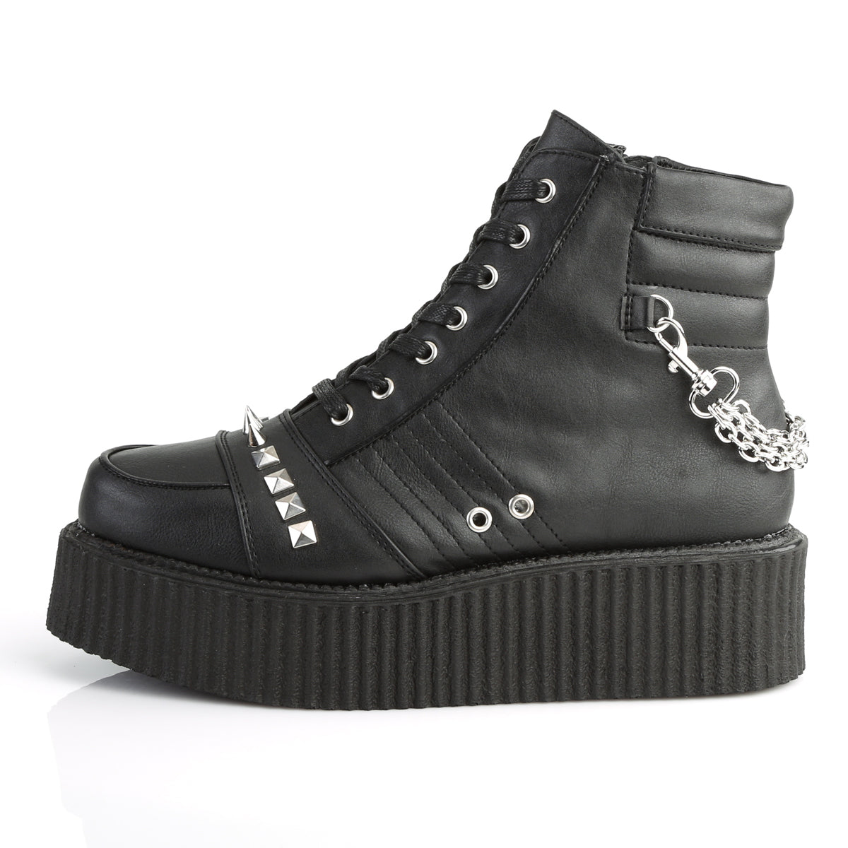 DemoniaCult Herren -Niederschuh V-CREEPER-565 BLK Vegan Leder