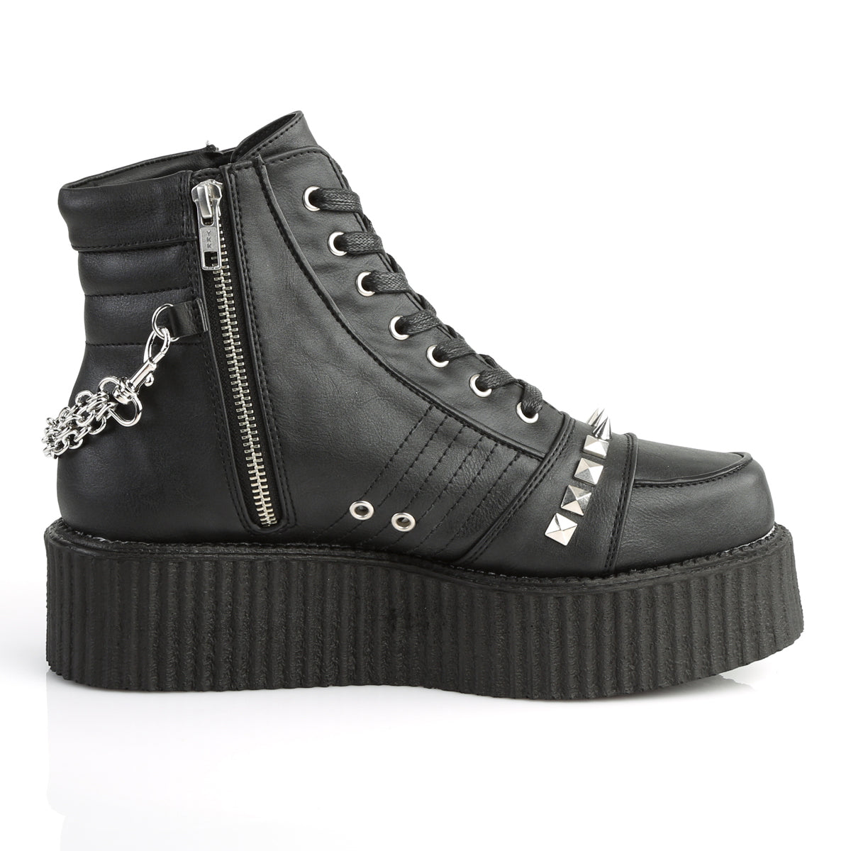 DemoniaCult Herren -Niederschuh V-CREEPER-565 BLK Vegan Leder