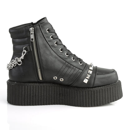 DemoniaCult Herren -Niederschuh V-CREEPER-565 BLK Vegan Leder