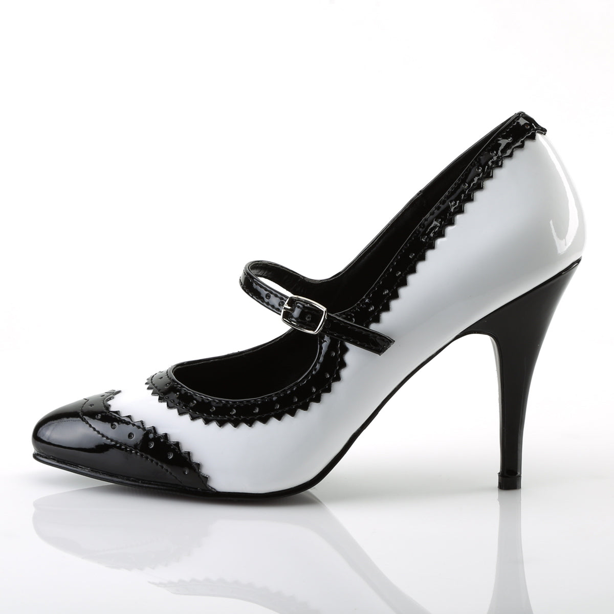 Pleaser Frauenpumpen VANITY-442 BLK-WHT PAT