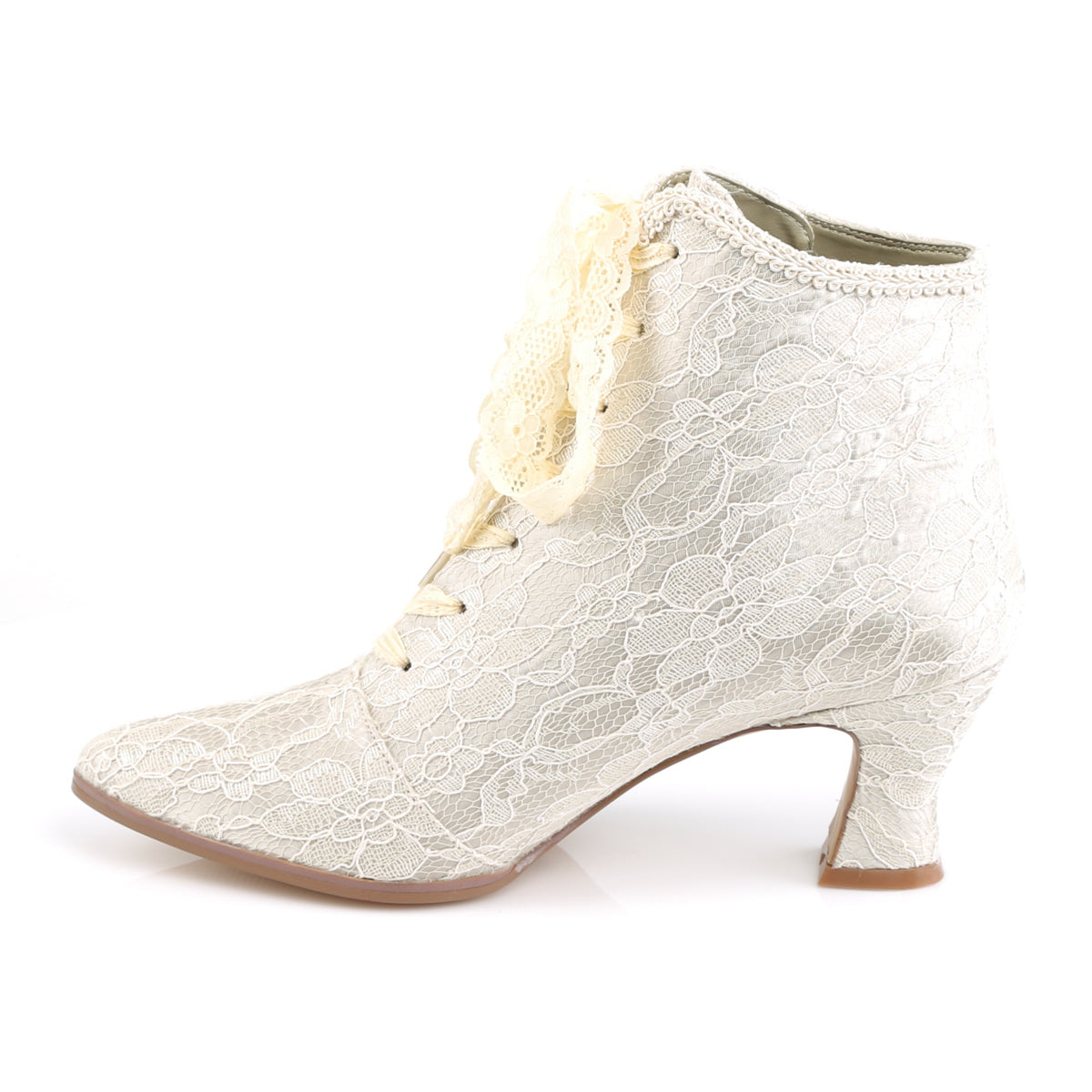 Fabulicious Damen Knöchelstiefel VICTORIAN-30 Champaign Satin-Spitze