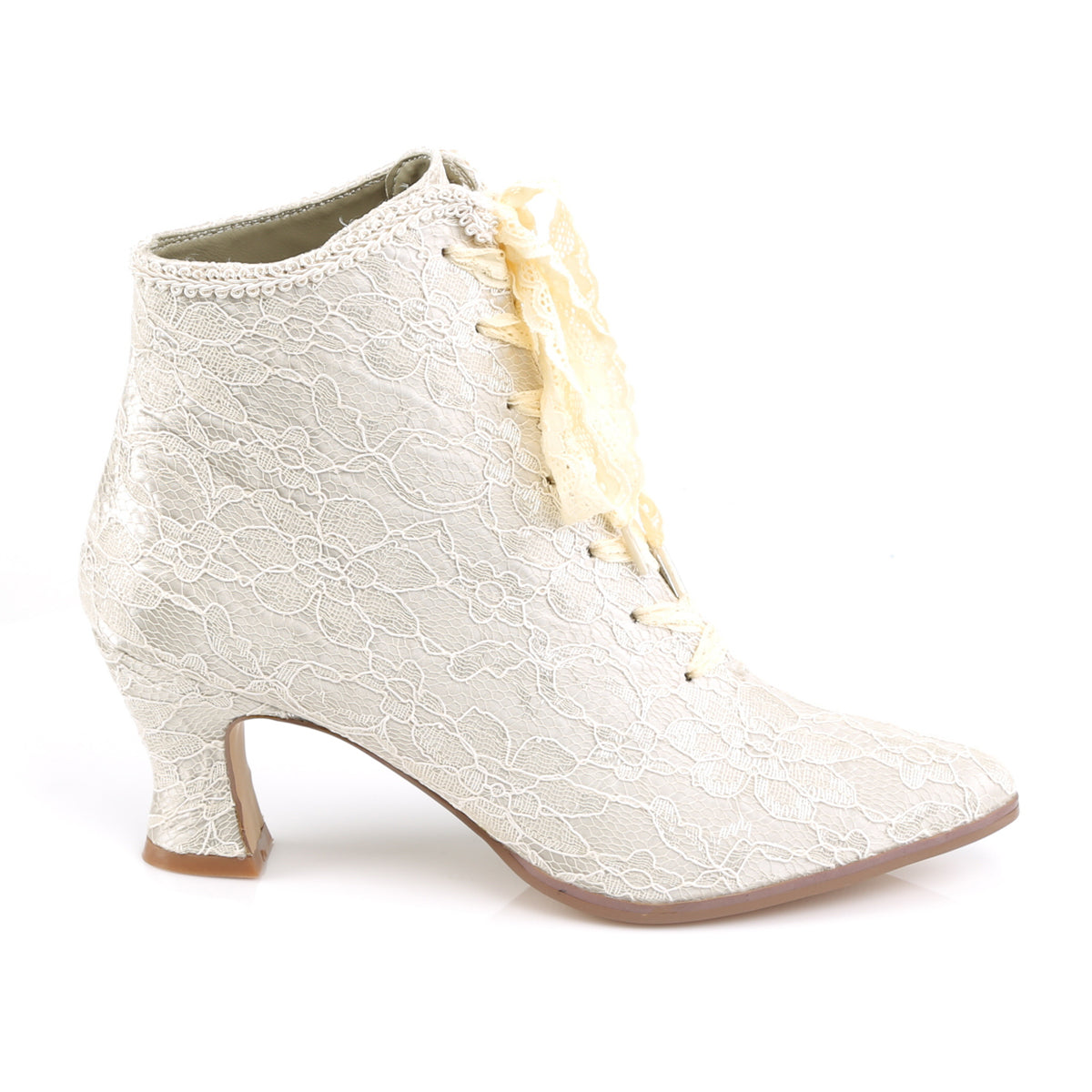 Fabulicious Damen Knöchelstiefel VICTORIAN-30 Champaign Satin-Spitze