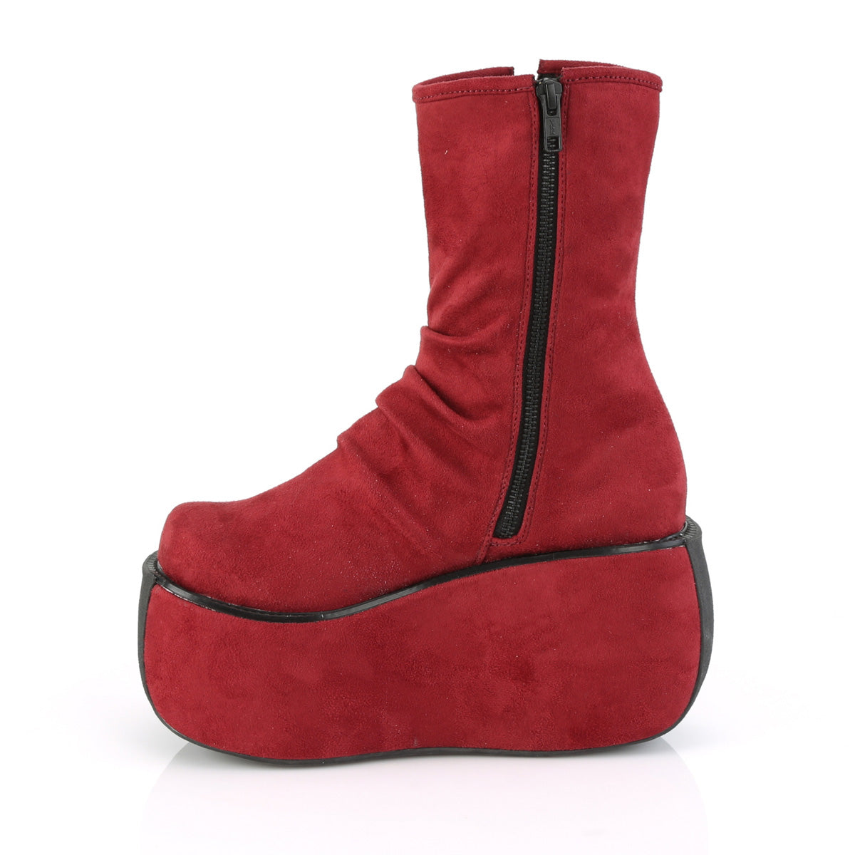 DemoniaCult Damenknöchelstiefel VIOLET-100 Burgund Faux Wildleder