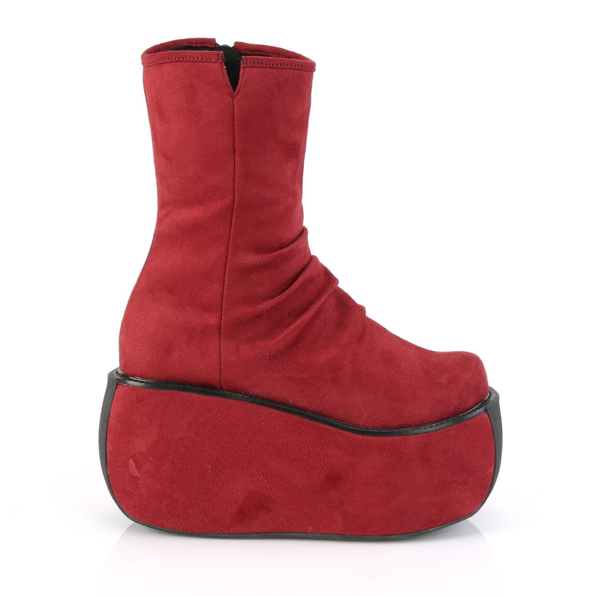 DemoniaCult Damenknöchelstiefel VIOLET-100 Burgund Faux Wildleder