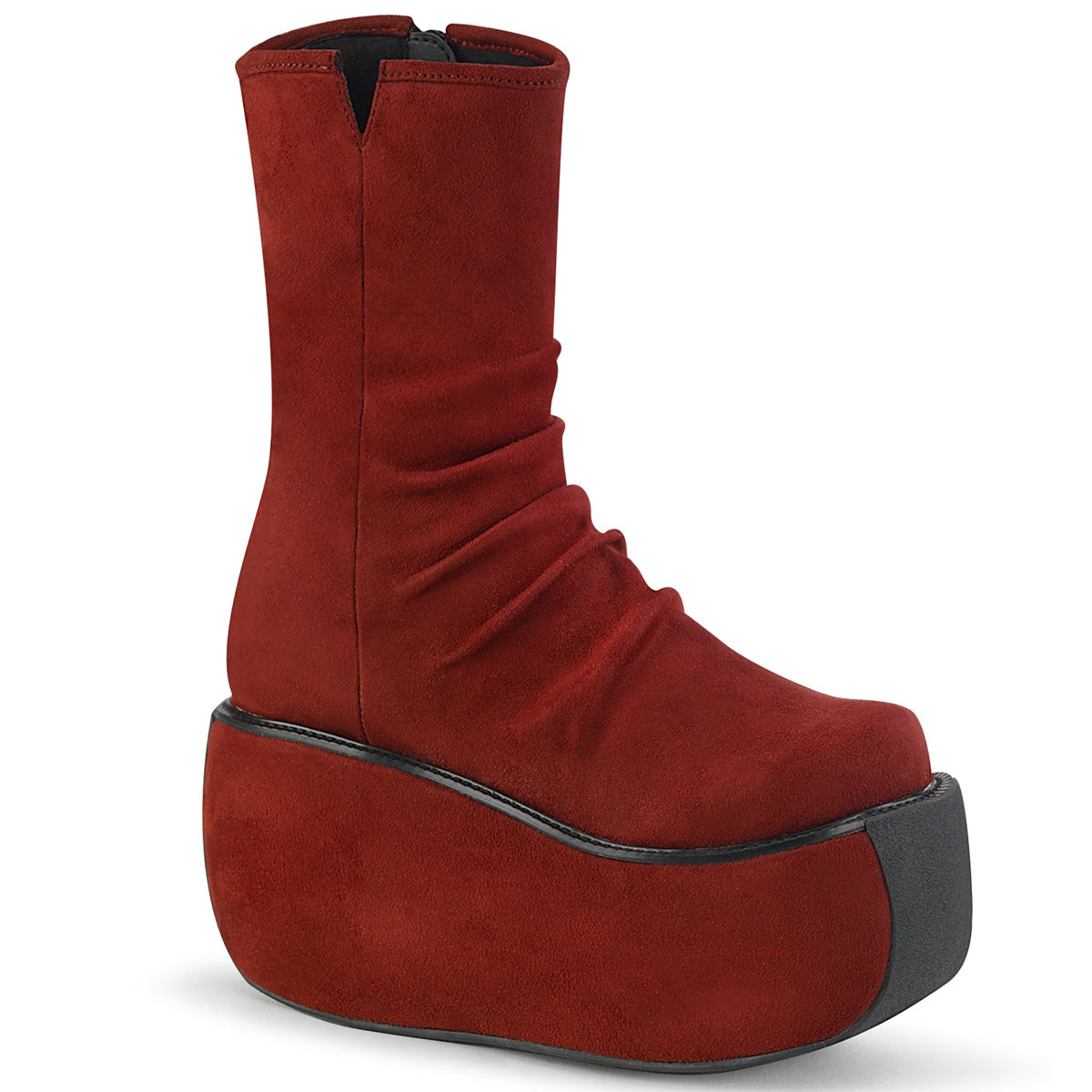 DemoniaCult Damenknöchelstiefel VIOLET-100 Burgund Faux Wildleder