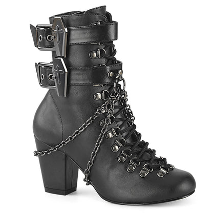 DemoniaCult Damenknöchelstiefel VIVIKA-128 BLK Vegan Leder