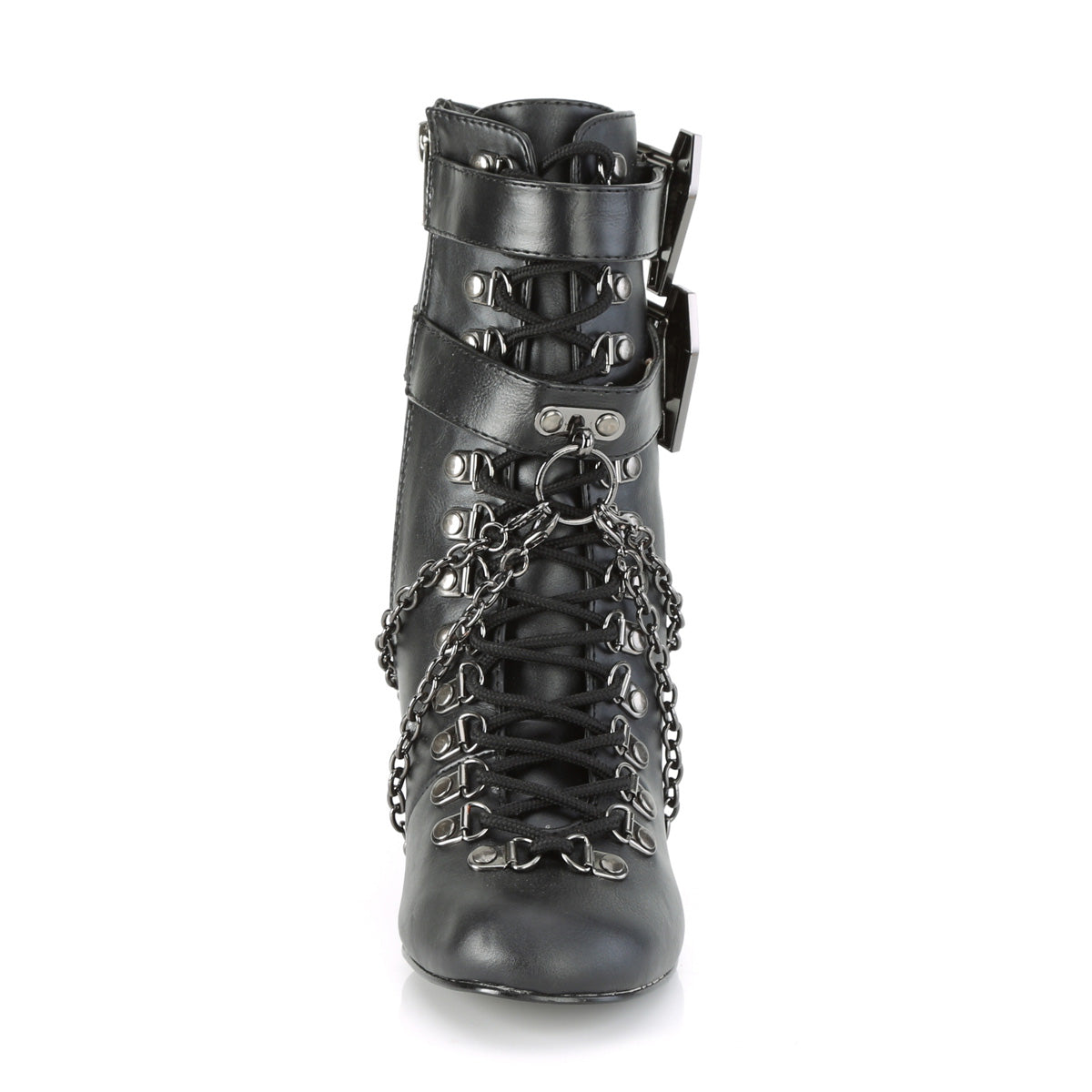 DemoniaCult Damenknöchelstiefel VIVIKA-128 BLK Vegan Leder
