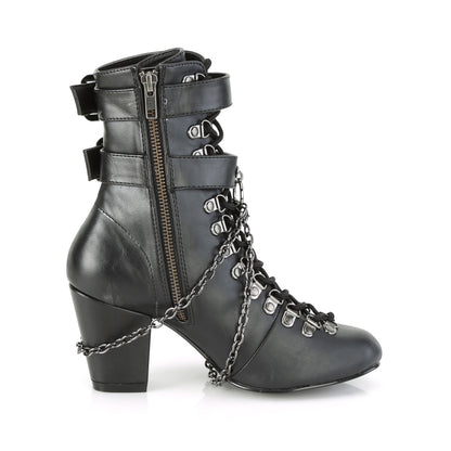 DemoniaCult Damenknöchelstiefel VIVIKA-128 BLK Vegan Leder