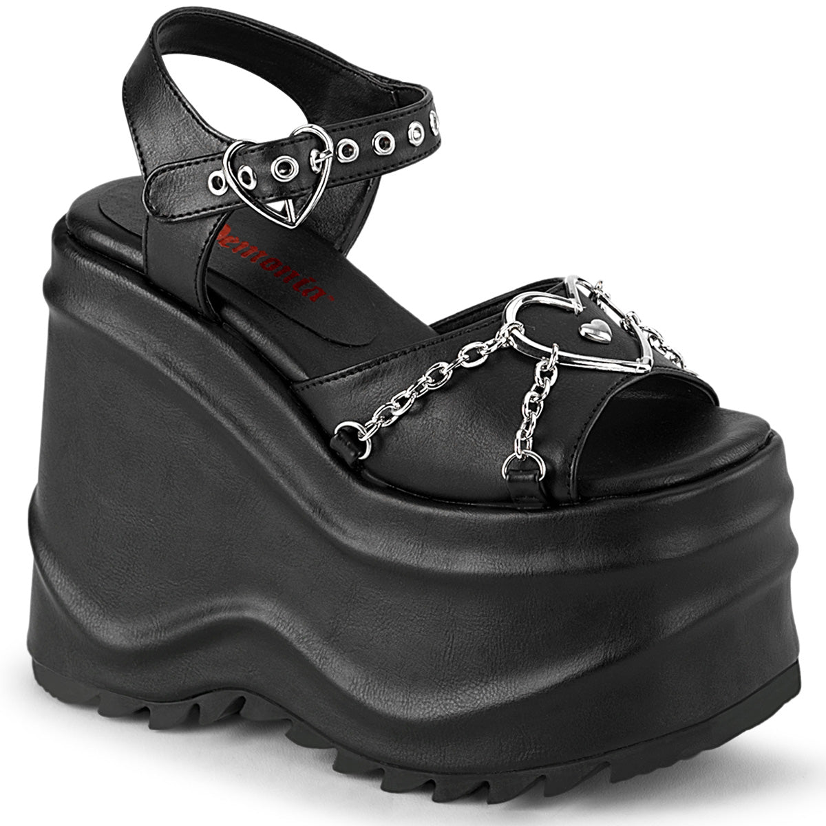 DemoniaCult Frauen Sandalen WAVE-09 BLK Vegan Leder