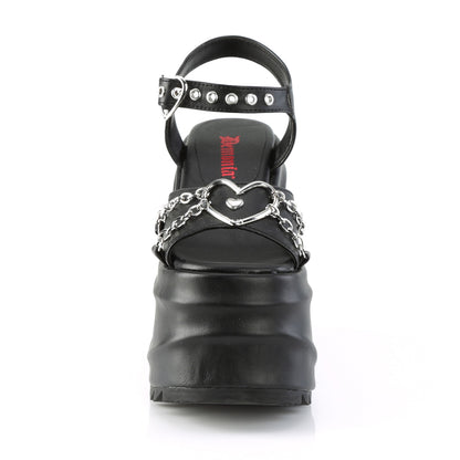DemoniaCult Frauen Sandalen WAVE-09 BLK Vegan Leder