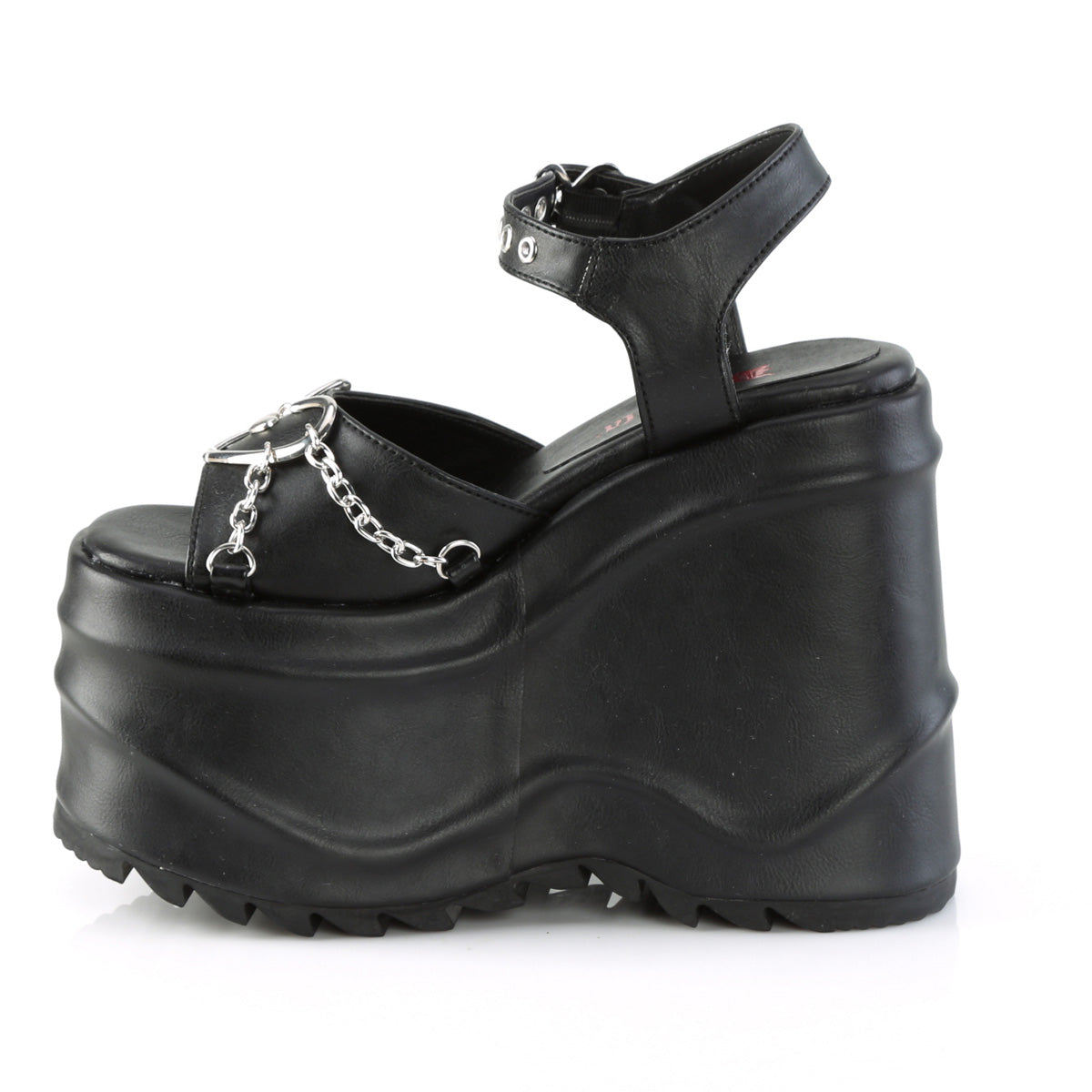 DemoniaCult Frauen Sandalen WAVE-09 BLK Vegan Leder