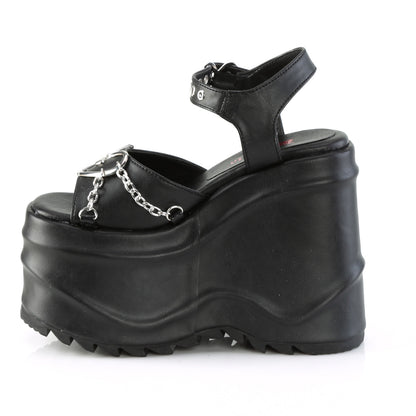 DemoniaCult Frauen Sandalen WAVE-09 BLK Vegan Leder