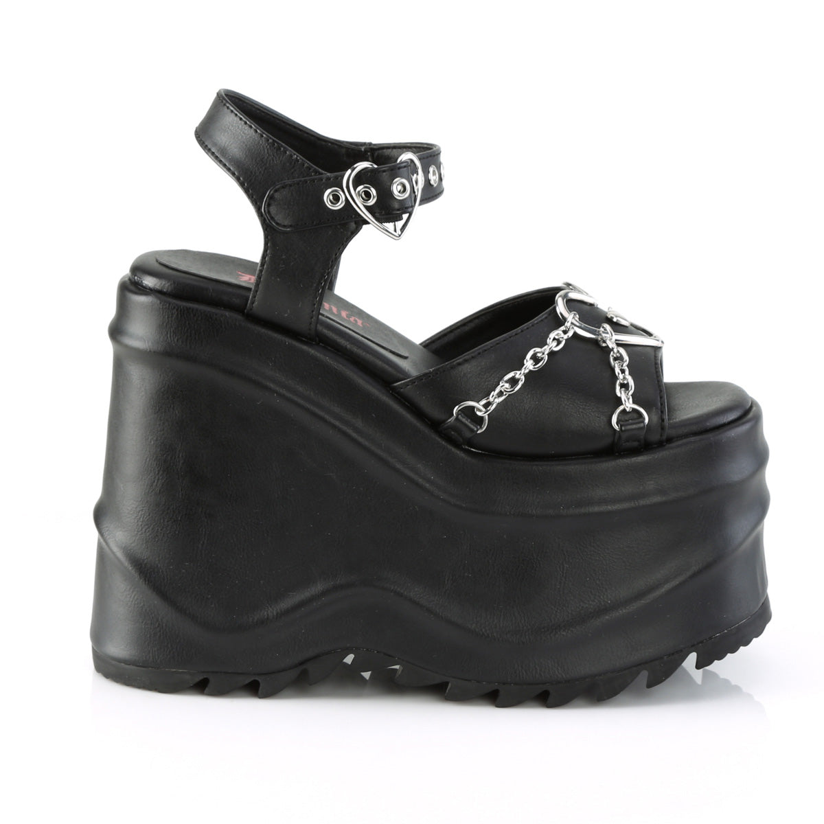 DemoniaCult Frauen Sandalen WAVE-09 BLK Vegan Leder