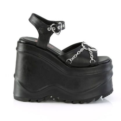 DemoniaCult Frauen Sandalen WAVE-09 BLK Vegan Leder
