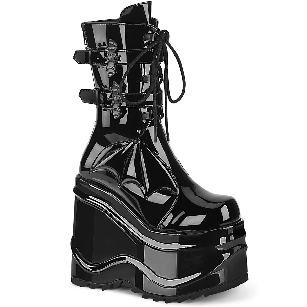 DemoniaCult Frauenstiefel WAVE-150 Blk Pat