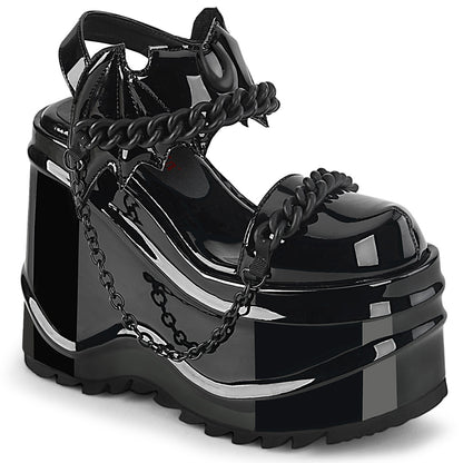 DemoniaCult Frauen Sandalen WAVE-20 Blk Pat