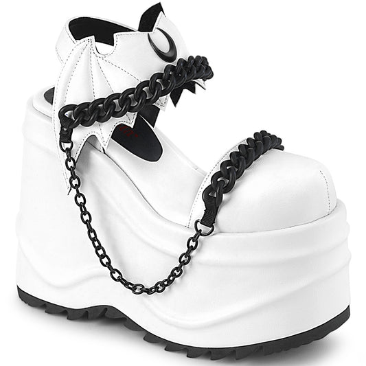 DemoniaCult Frauen Sandalen WAVE-20 WHT Veganer Leder