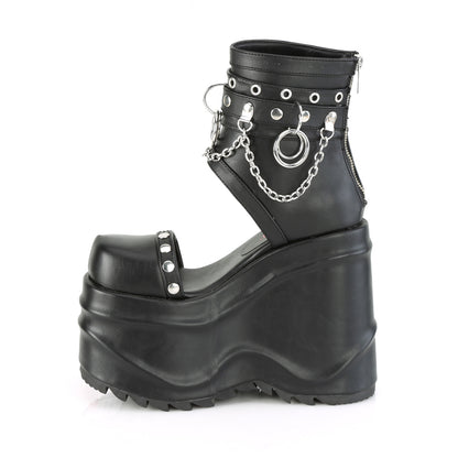 DemoniaCult Frauen Sandalen WAVE-22 BLK Vegan Leder